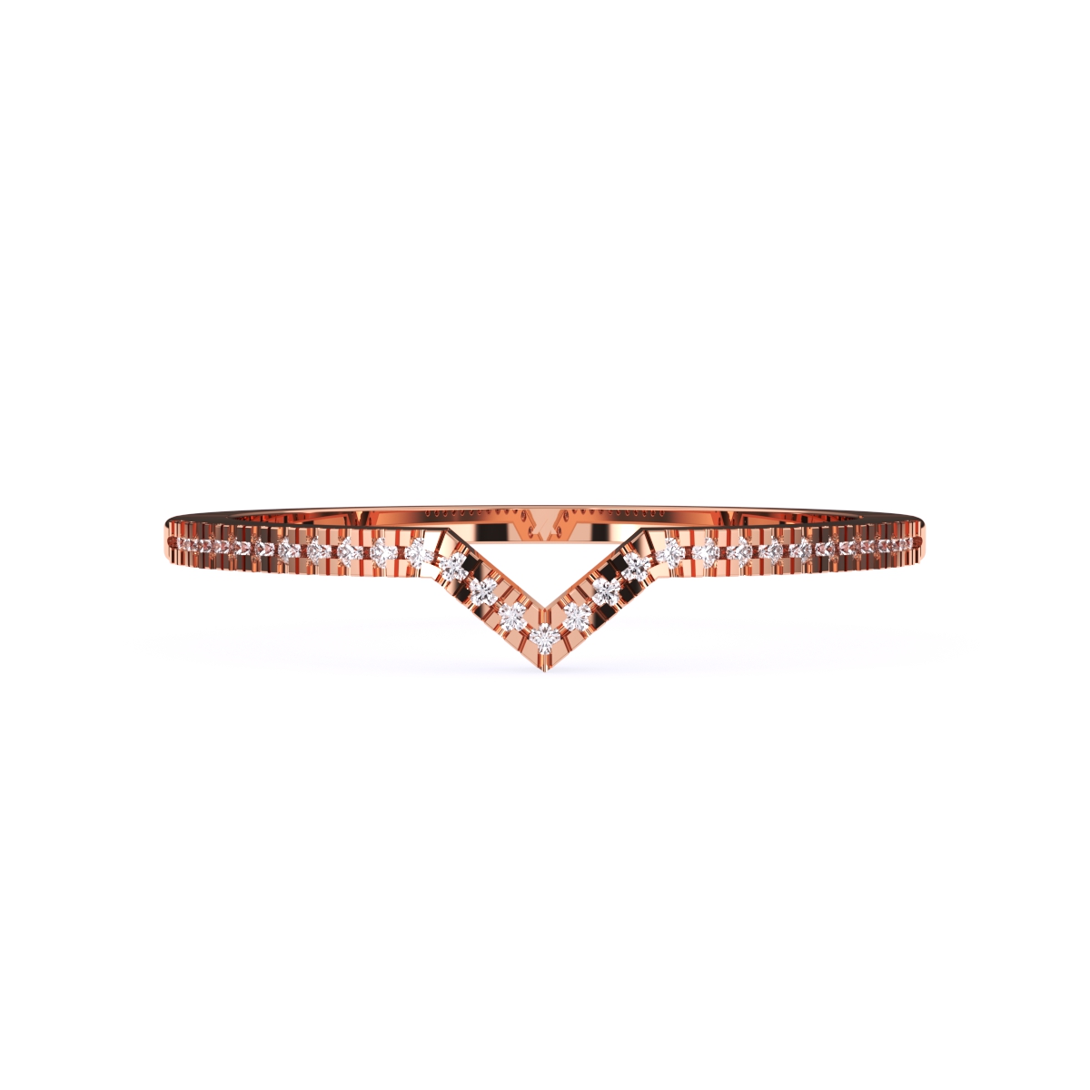 Fancy V Shape Diamond Wedding Band